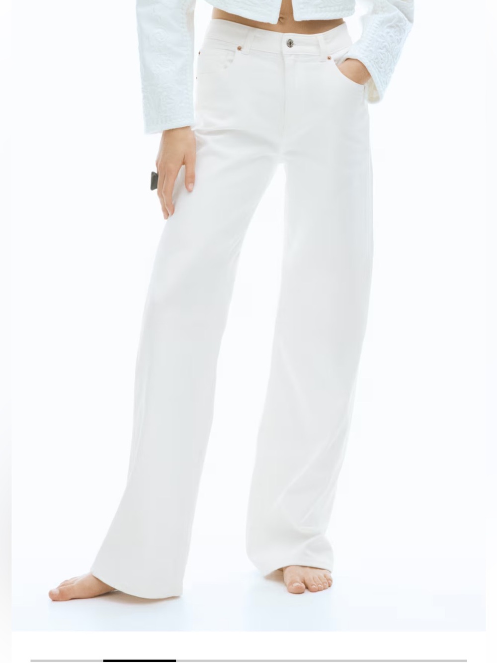 H&M Wide-Leg White Women's Pants